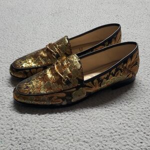 Sam Edelman Gold Floral Men’s Loafers with Metal Bit Size 8.5